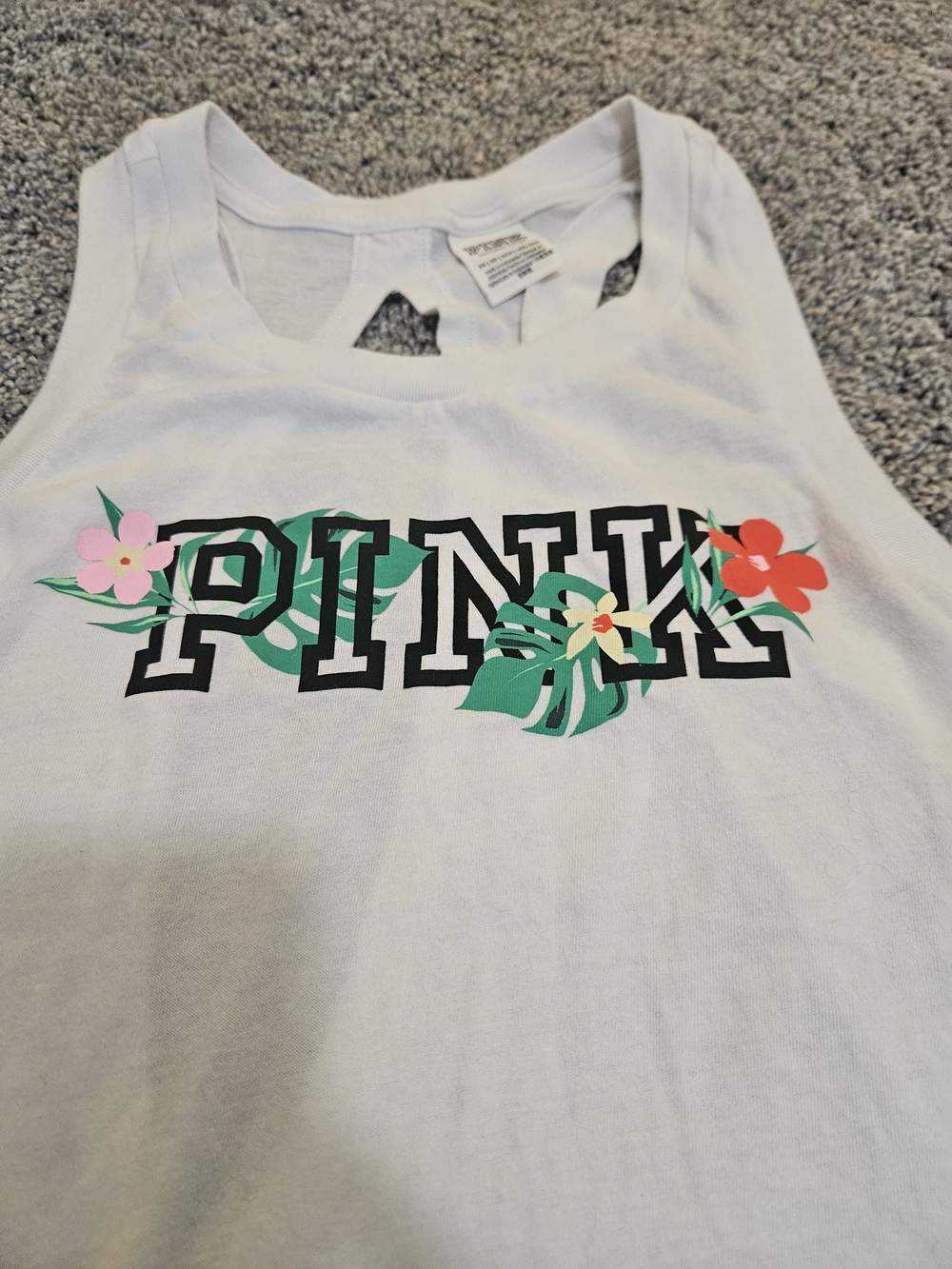 PINK Victoria's Secret White Logo Tank Top